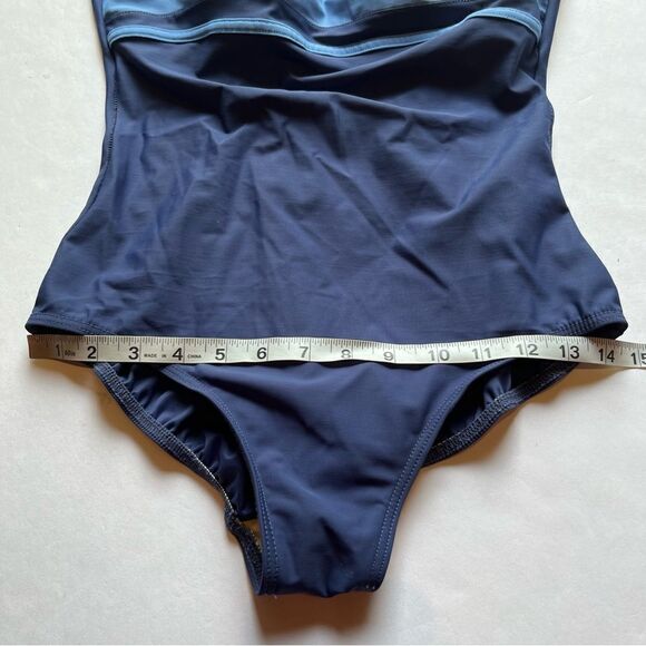 Lands' End Women's One Piece Tank Swim Suit Blue/Light Blue Size 10 - Picture 9 of 9